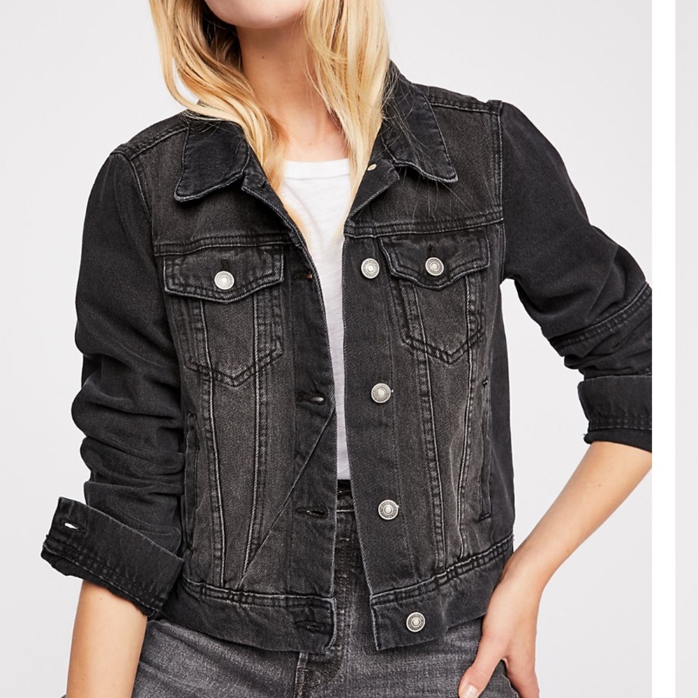 Free People Rumors Denim Jacket black